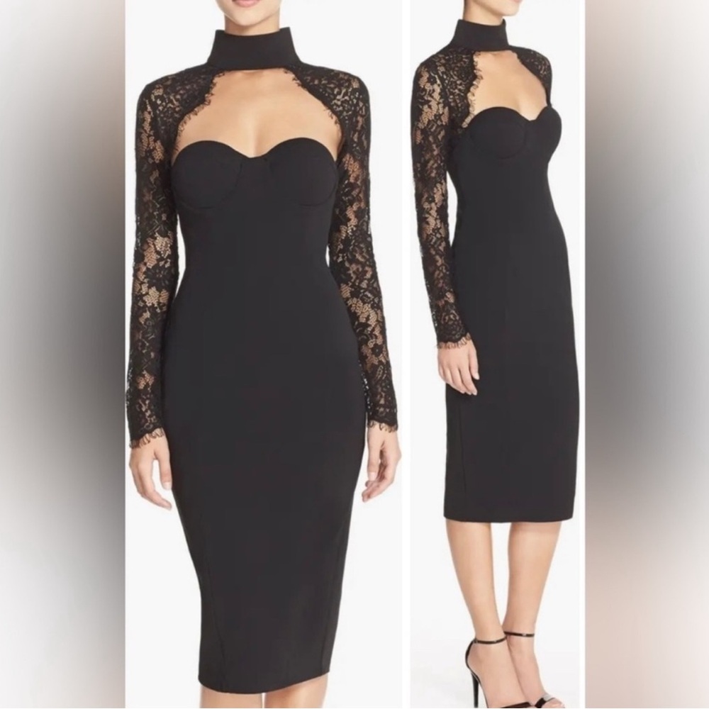 NWT Misha Black Lace Detail Dress